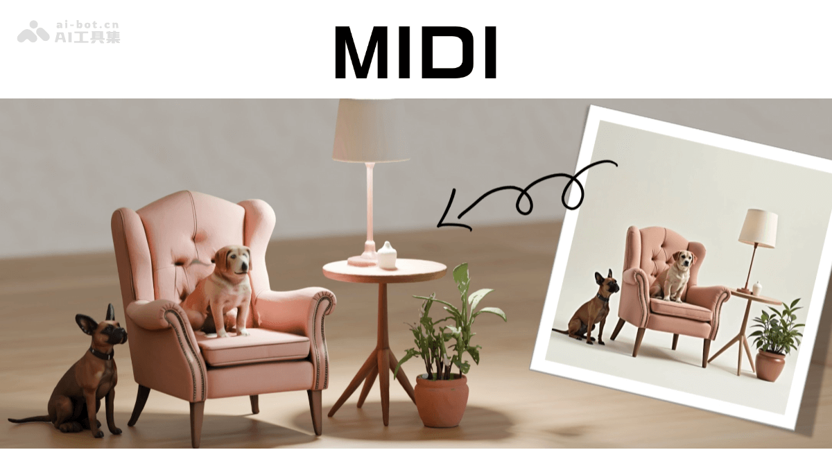 MIDI�� AI 3D�������ɼ������ܽ�����ͼ��ת��Ϊ360��3D����