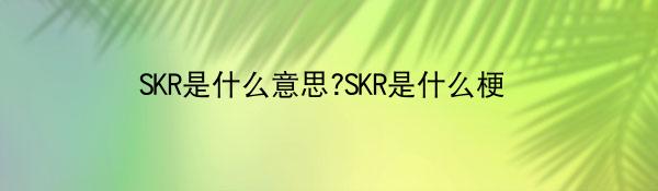 SKR������ʲô��˼��SKR�����������ô��������