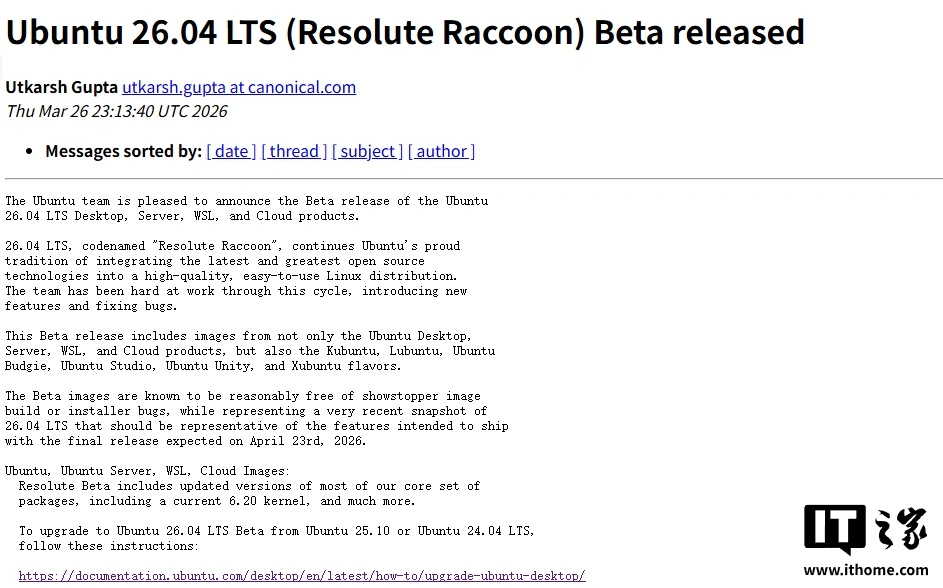 Ubuntu 26.04 LTS Beta �淢�������� Linux 7.0 + GNOME 50 + Mesa 26.0