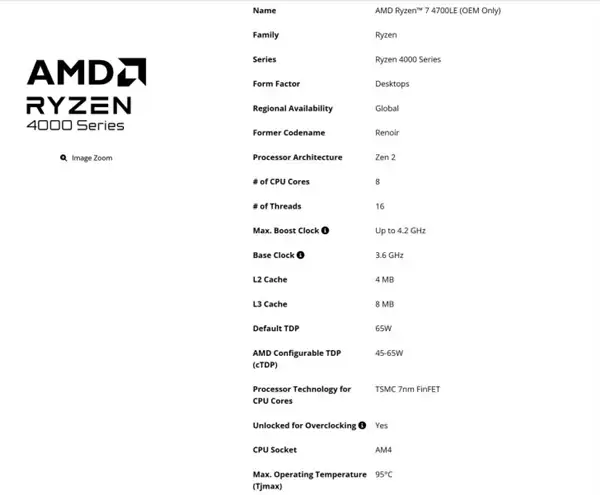 ��������ʦ��AMD����ǰ7nm Zen2оƬ����޺���8������7 4700LE�ϼ�