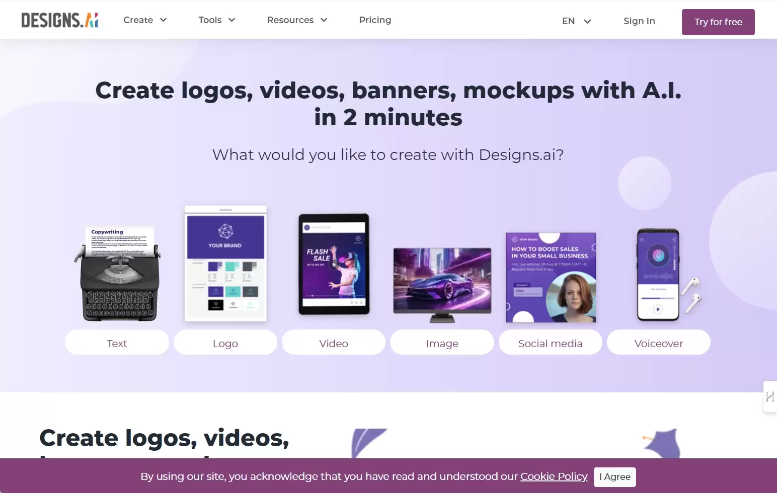 Designs.ai�������ƽ̨������������Logo��Ƶ���ģ��